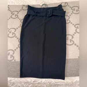 NWT Revamped Stretchy Black Belted Pencil Skirt